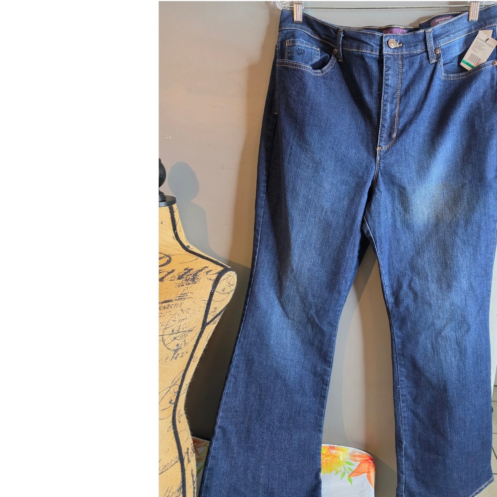 Gloria Vanderbilt Amanda Bootcut Jeans Dark Wash WK8 Classic Rise Womens 18 Avg